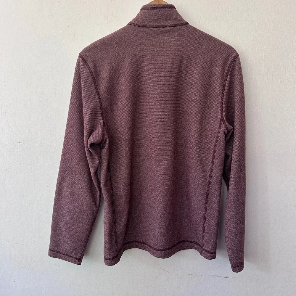 The North Face Quarter Zip Pullover Mens Small Burgundy Striped Fleece Gorpcore
